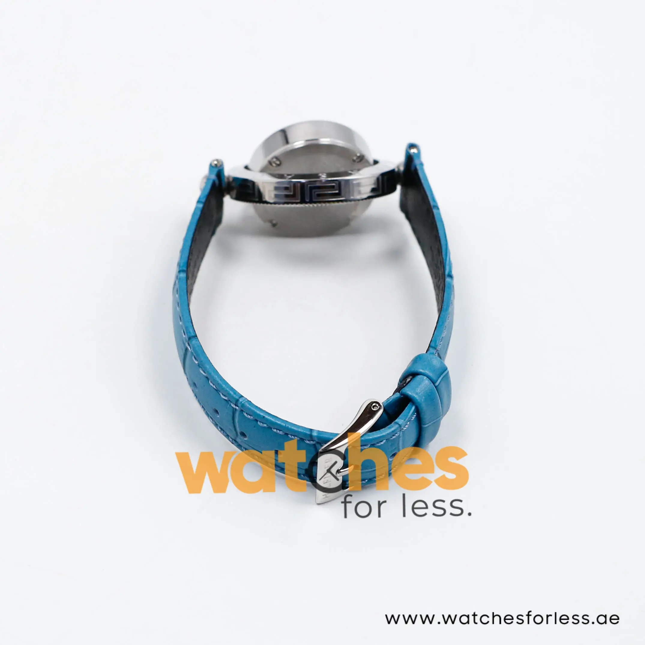 Versace Women’s Quartz Swiss Made Sky Blue Leather Strap Blue Dial 34mm Watch VE7900220 (Shelf Leftover) - Image 7
