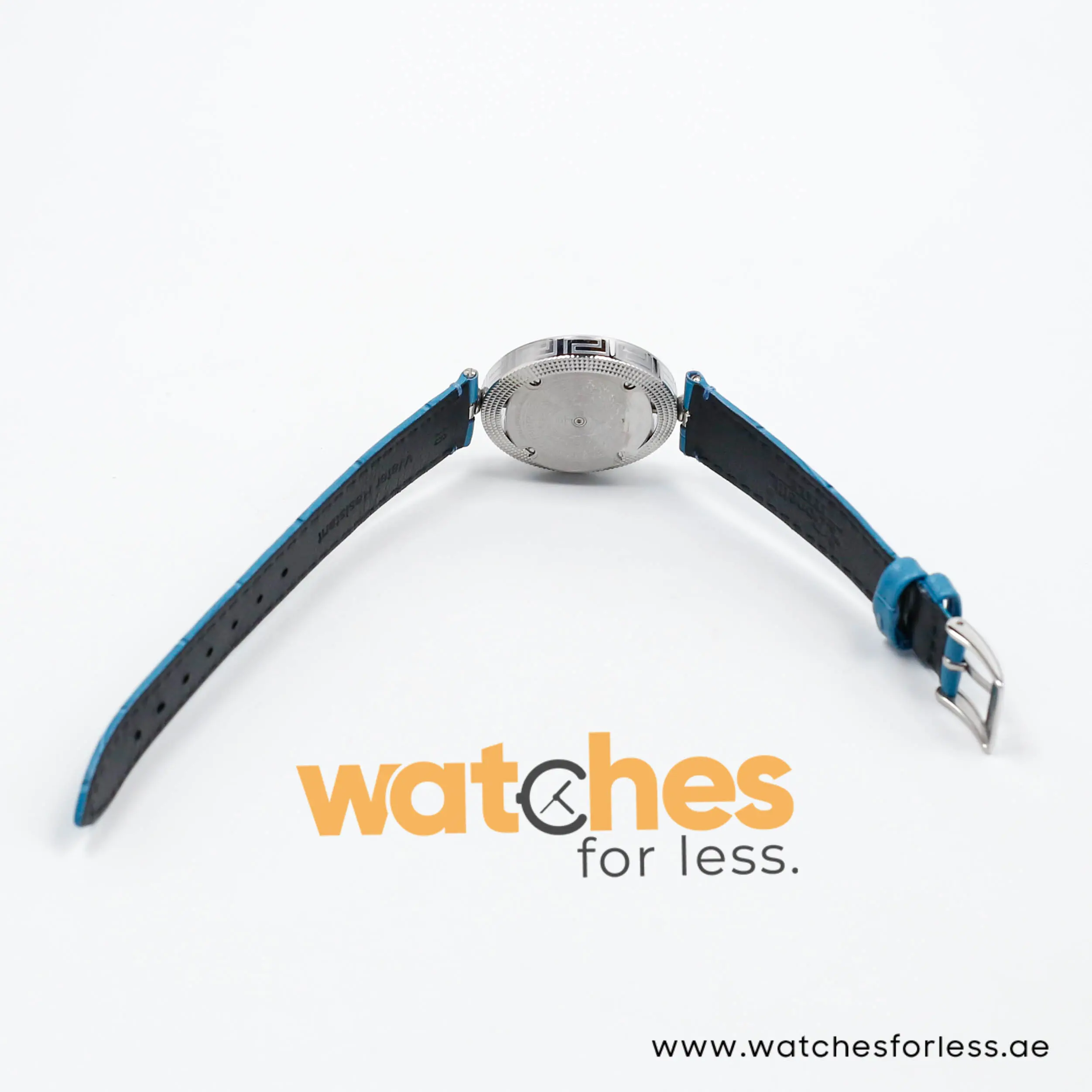 Versace Women’s Quartz Swiss Made Sky Blue Leather Strap Blue Dial 34mm Watch VE7900220 (Shelf Leftover) - Image 8