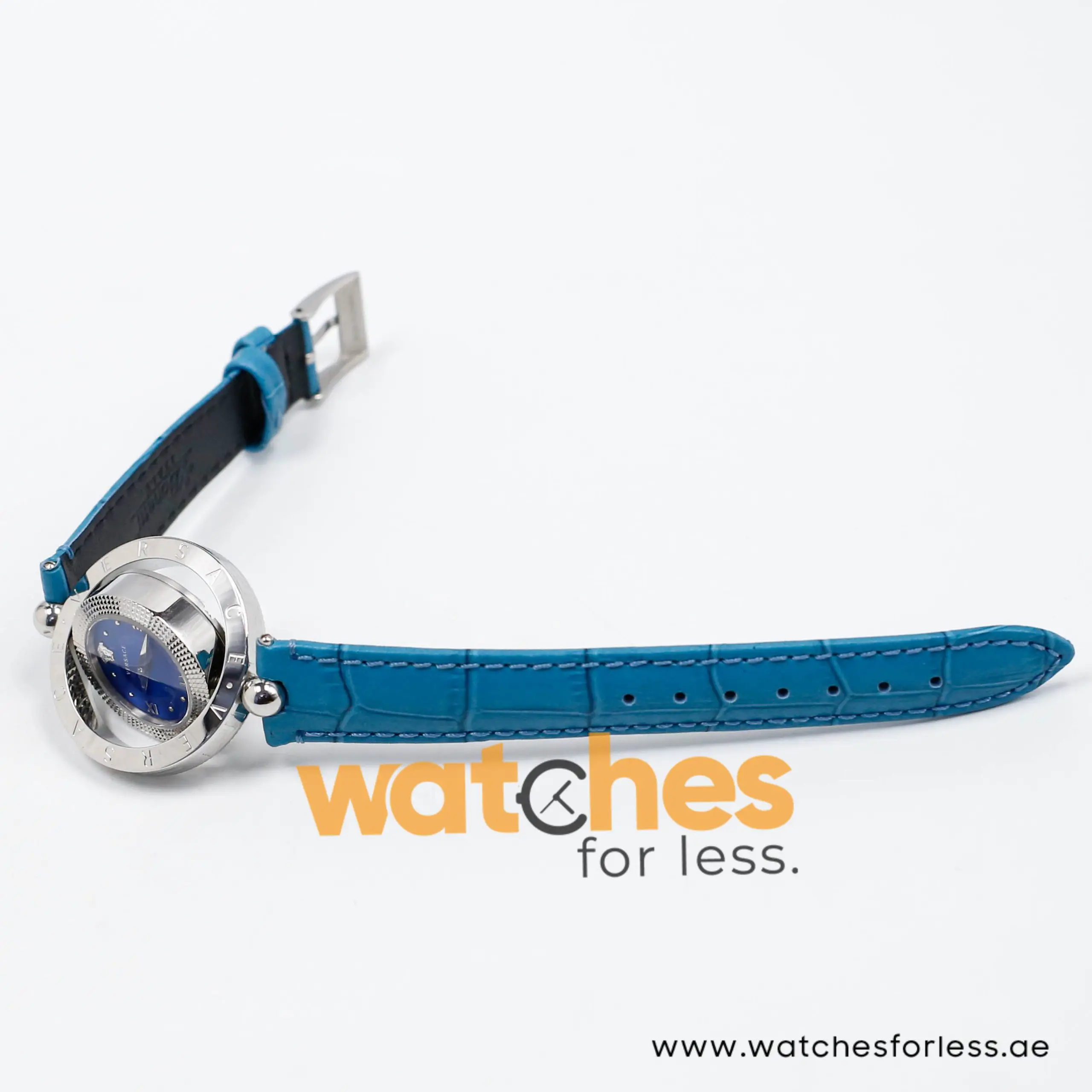 Versace Women’s Quartz Swiss Made Sky Blue Leather Strap Blue Dial 34mm Watch VE7900220 (Shelf Leftover) - Image 10