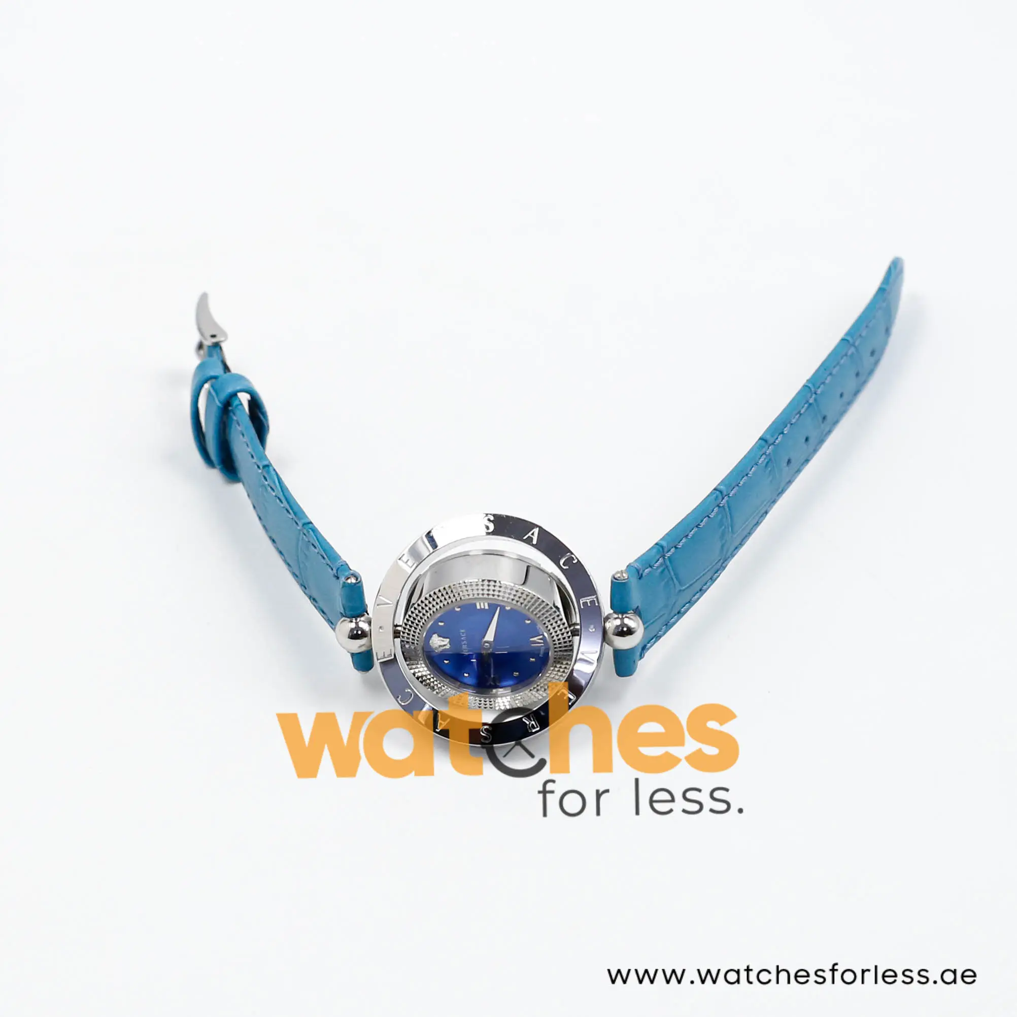 Versace Women’s Quartz Swiss Made Sky Blue Leather Strap Blue Dial 34mm Watch VE7900220 (Shelf Leftover) - Image 11