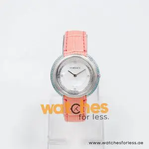Versace Women’s Quartz Swiss Made Pink Leather Strap Mother Of Pearl Dial 39mm Watch VA7100014