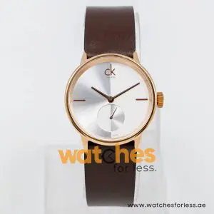 Alternative view of Calvin Klein Women’s Swiss Made Quartz Dark Brown Leather Strap Silver & White Dial 32mm Watch K2Y236K6-1 (Shelf Leftover)