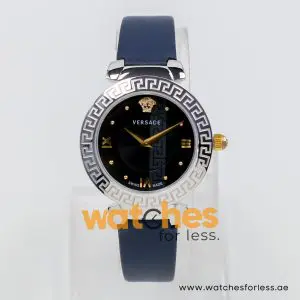 Alternative view of Versace Women’s Quartz Swiss Made Dark Blue Leather Strap Black Dial 35mm Watch V16020017 (Shelf Leftover)