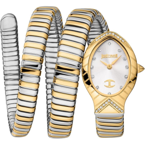  Just Cavalli Women’s Quartz Two-Tone Snake Stainless Silver Dial 22mm Watch JC1L248M0055 (Shelf Leftover)