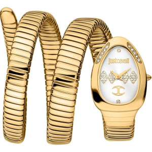 Just Cavalli Women’s Quartz Gold Snake Stainless Steel Silver Dial 22mm Watch JC1L230M0035