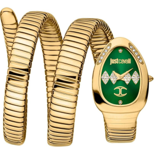 Just Cavalli Women’s Quartz Gold Snake Stainless Steel Green Dial 22mm Watch JC1L230M0045
