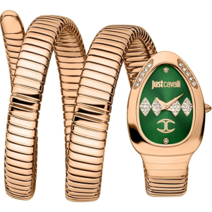 Just Cavalli Women’s Quartz Rose Gold Snake Stainless Steel Green Dial 22mm Watch JC1L230M0055