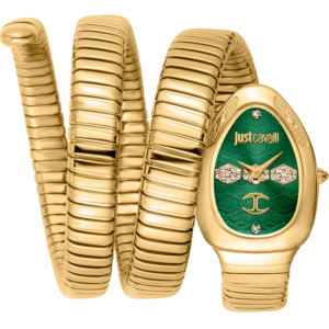 Just Cavalli Women’s Quartz Gold Snake Stainless Steel Green Dial 22mm Watch JC1L232M0035