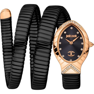 Just Cavalli Women’s Quartz Black Snake Stainless Steel Black Dial 23mm Watch JC1L248M0085