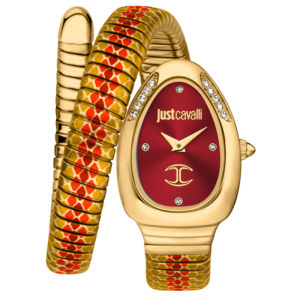 Just Cavalli Women’s Quartz Two-Tone Snake Stainless Steel Red Dial 22mm Watch JC1L251M0045
