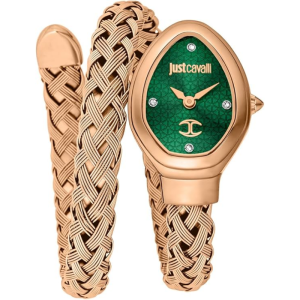 Just Cavalli Women’s Quartz Rose Gold Snake Stainless Steel Green Dial 22mm Watch JC1L264M0045