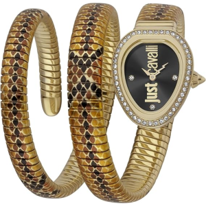 Just Cavalli Women’s Quartz Gold Snake Skin Design Stainless Steel Black Dial 22mm Watch JC1L163M0065