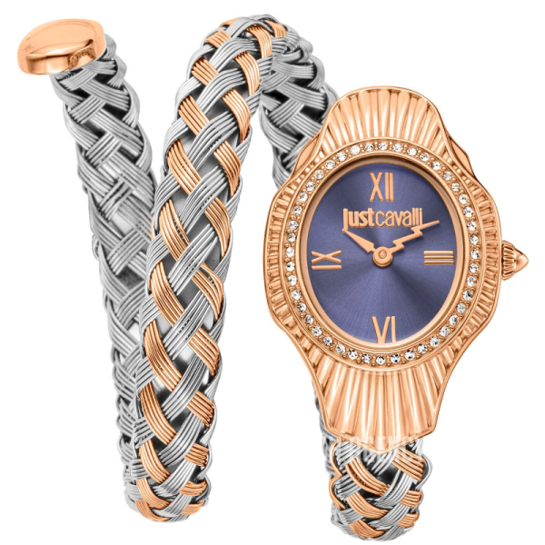 Just Cavalli Women’s Quartz Two-Tone Snake Stainless Steel Blue Dial 23mm Watch JC1L305M0065