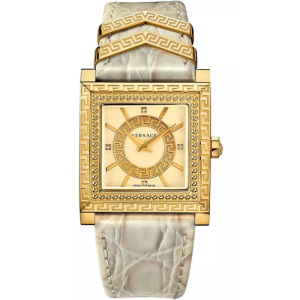 Versace Women’s Quartz Swiss Made Beige Leather Strap Gold Dial 30mm Watch VQF030015 (Without Tag)