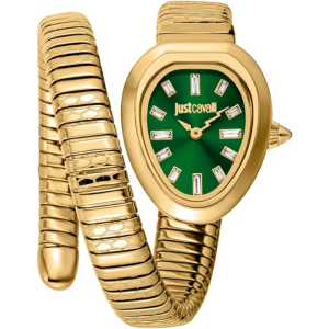 Just Cavalli Women’s Quartz Gold Snake Stainless Steel Green Dial 23mm Watch JC1L222M0035