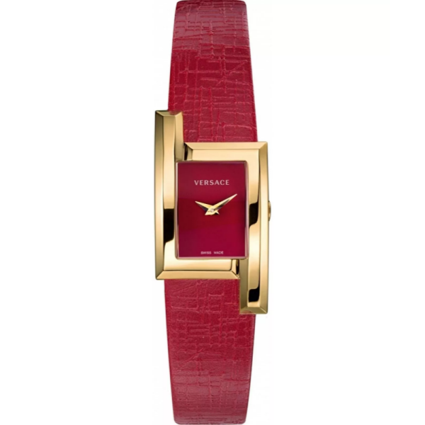 Versace Women’s Quartz Swiss Made Red Leather Strap Red Dial 21mm Watch VELU00319 (Without Tag)