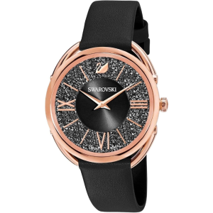 SWAROVSKI Women’s Swiss Made Quartz Black Leather Strap Black Pave Dial 35mm Watch 5452452 (Without Tag)