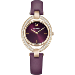 SWAROVSKI Women’s Swiss Made Quartz Burgandy Leather Strap Burgandy Dial 29mm Watch 5376839 (Without Tag)