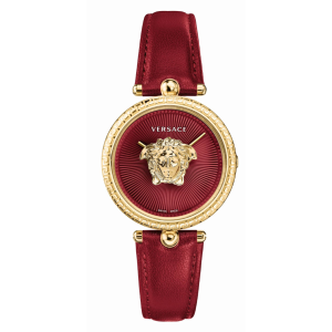 Versace Palazzo Women’s Quartz Swiss Made Red Leather Strap Red Dial 34mm Watch VECQ00418 (Without Tag)