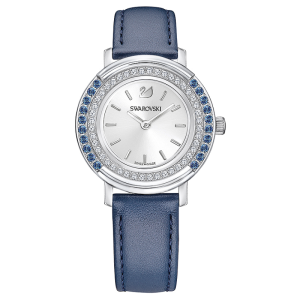 SWAROVSKI Women’s Swiss Made Quartz Blue Leather Strap Silver Dial 34mm Watch 5243038 (Without Tag)