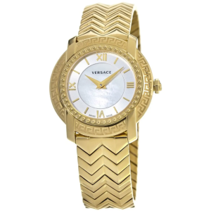 Versace Women’s Quartz Swiss Made Gold Stainless Steel White Mother Of Pearl Dial 36mm Watch VAM040016 (Without Tag)