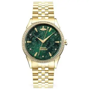 Vivienne Westwood Women’s Quartz Swiss Made Gold Stainless Steel Green Dial 37mm Watch VV208GDGD