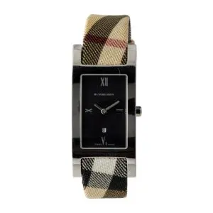 Burberry Women’s Swiss Made Quartz Nova Check Leather Strap Black Dial 24mm Watch BU1008
