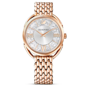SWAROVSKI Women’s Swiss Made Quartz Rose Gold Stainless Steel Silver Pave Dial 35mm Watch 5452465 (Without Tag)