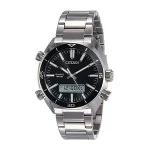 Citizen Men's Digital & Analog Silver Stainless Steel Black Dial 44mm Watch JM5460-51E