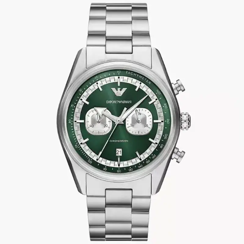 Emporio Armani Men’s Quartz Silver Stainless Steel Green Dial 42mm Watch AR11637