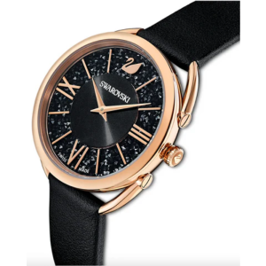 Alternative view of SWAROVSKI Women’s Swiss Made Quartz Black Leather Strap Black Pave Dial 35mm Watch 5452452 (Without Tag)