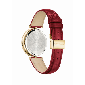 Alternative view of Versace Palazzo Women’s Quartz Swiss Made Red Leather Strap Red Dial 34mm Watch VECQ00418 (Without Tag)