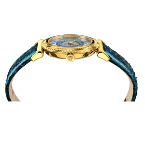Alternative view of Versace Women’s Quartz Swiss Made Blue & Sky Blue Leather Strap Light Blue Crystal Dial 35mm Watch VERE01018 (Without Tag)