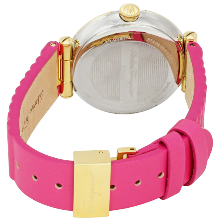 Ferragamo Women’s Swiss Made Quartz Pink Leather Strap Silver Dial 36mm Watch FIN030015 (Without Tag) - Image 3
