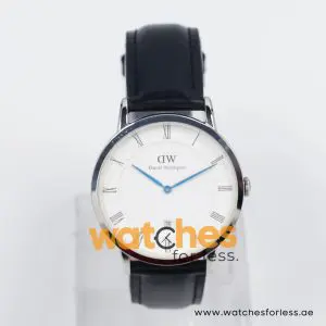 Daniel Wellington Men’s Quartz Black Leather Strap White Dial 38mm Watch 1121DW (Shelf Leftover)