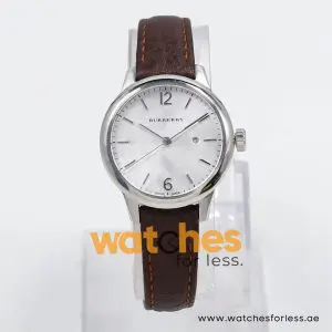 Burberry Women’s Swiss Made Quartz Dark Brown Leather Strap Silver Dial 32mm Watch BU10112 (Shelf Leftover)