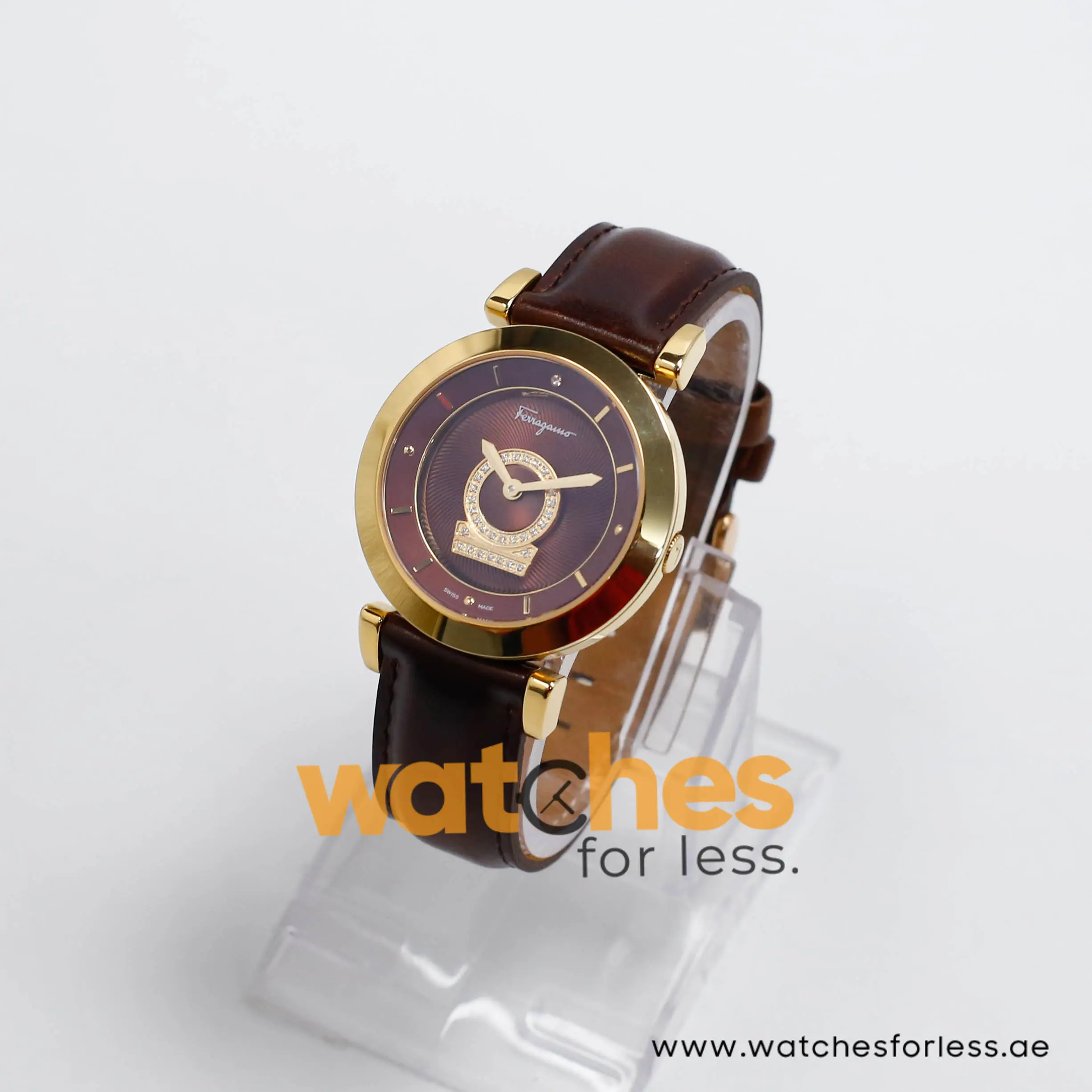 Ferragamo Women's Swiss Made Quartz Dark Brown Leather Strap Brown Dial 37mm Watch FQ4080013 (Shelf Leftover) - Image 6