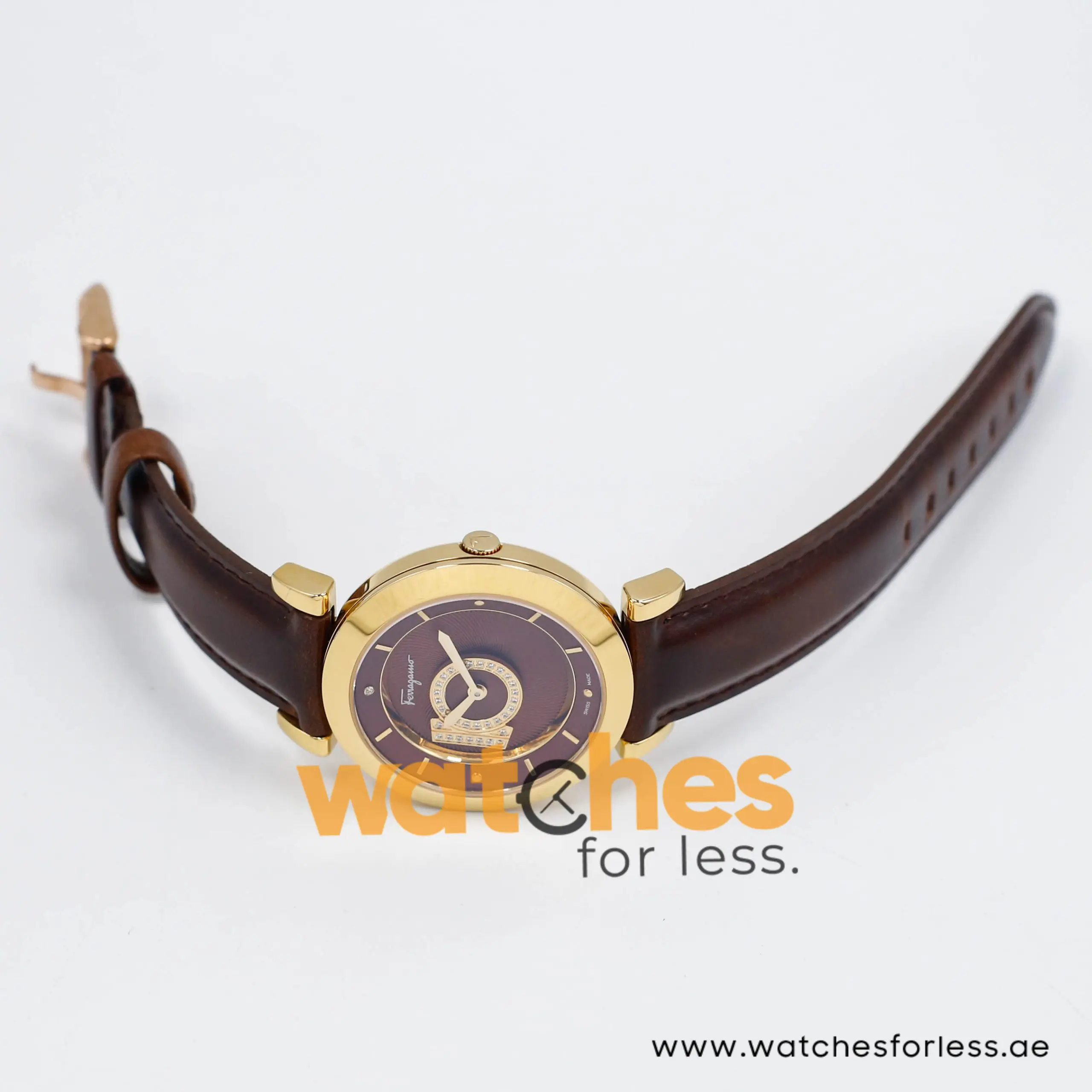 Ferragamo Women's Swiss Made Quartz Dark Brown Leather Strap Brown Dial 37mm Watch FQ4080013 (Shelf Leftover)