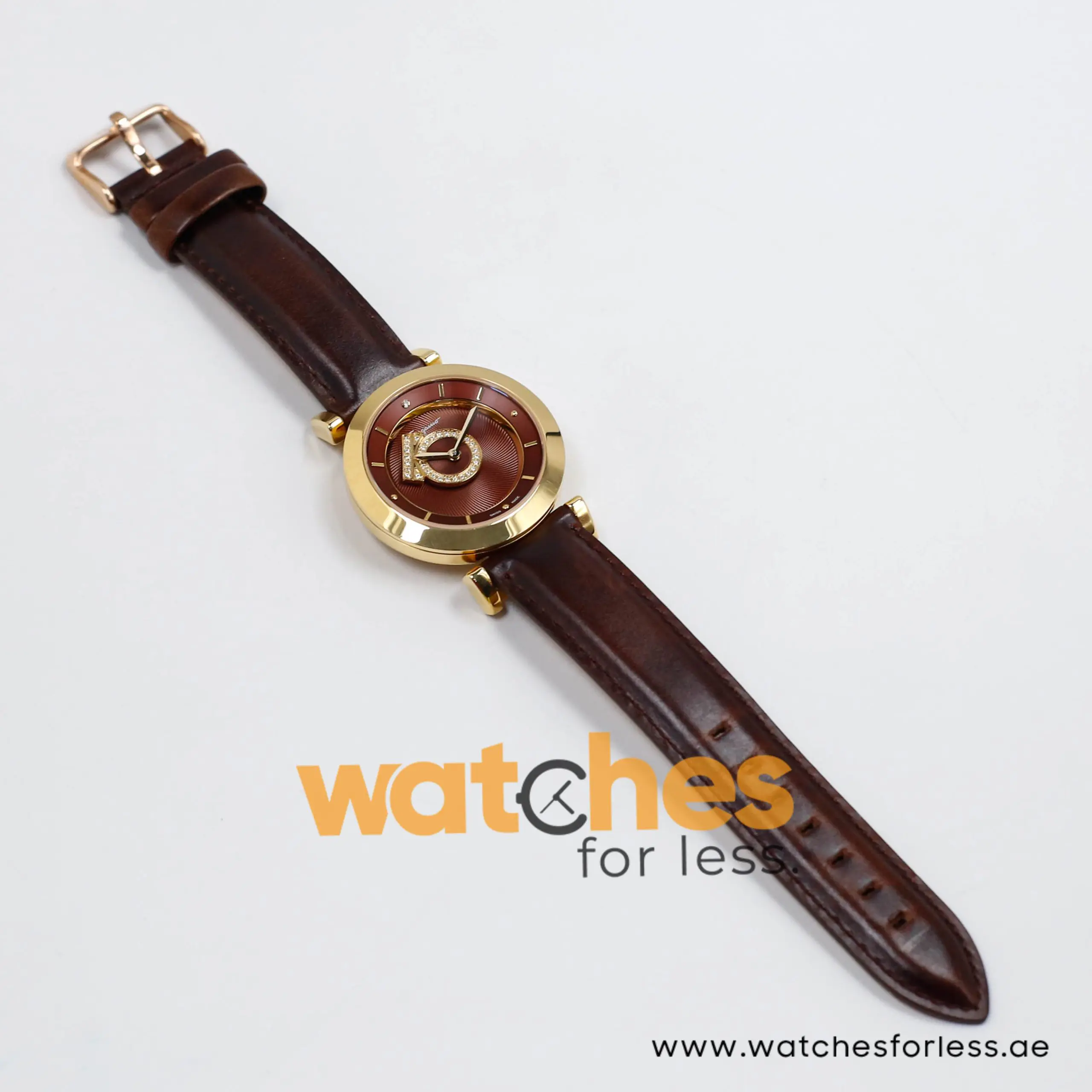 Ferragamo Women's Swiss Made Quartz Dark Brown Leather Strap Brown Dial 37mm Watch FQ4080013 (Shelf Leftover)