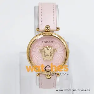 Versace Women’s Quartz Swiss Made Pink Leather Strap Pink Dial 34mm Watch VCO030017-1 (Shelf Leftover)