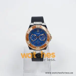 Guess Women’s Quartz Black Leather Strap Blue Dial 39mm Watch W0775L10-2 (Shelf Leftover)