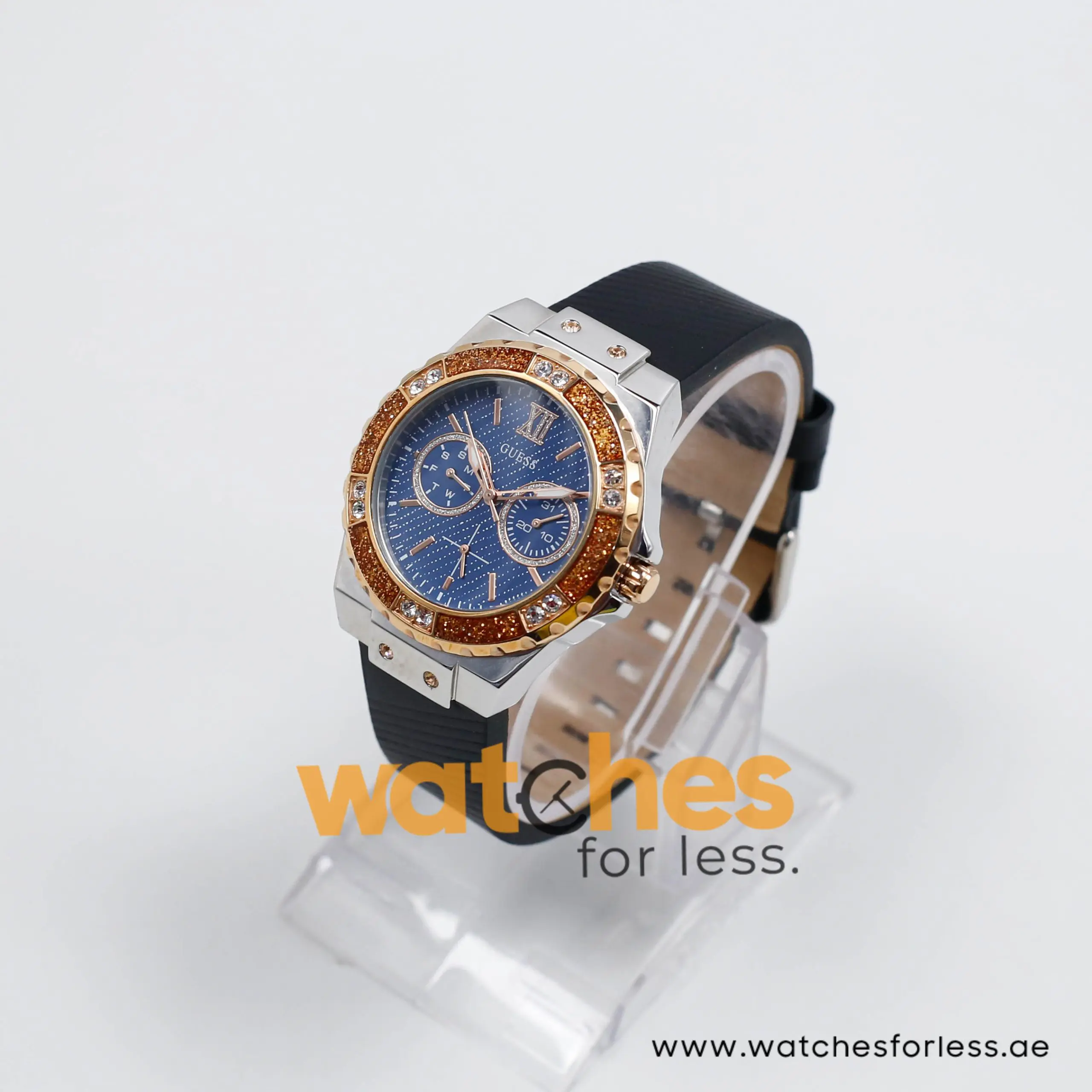 Guess Women’s Quartz Black Leather Strap Blue Dial 39mm Watch W0775L10-2 (Shelf Leftover) - Image 6