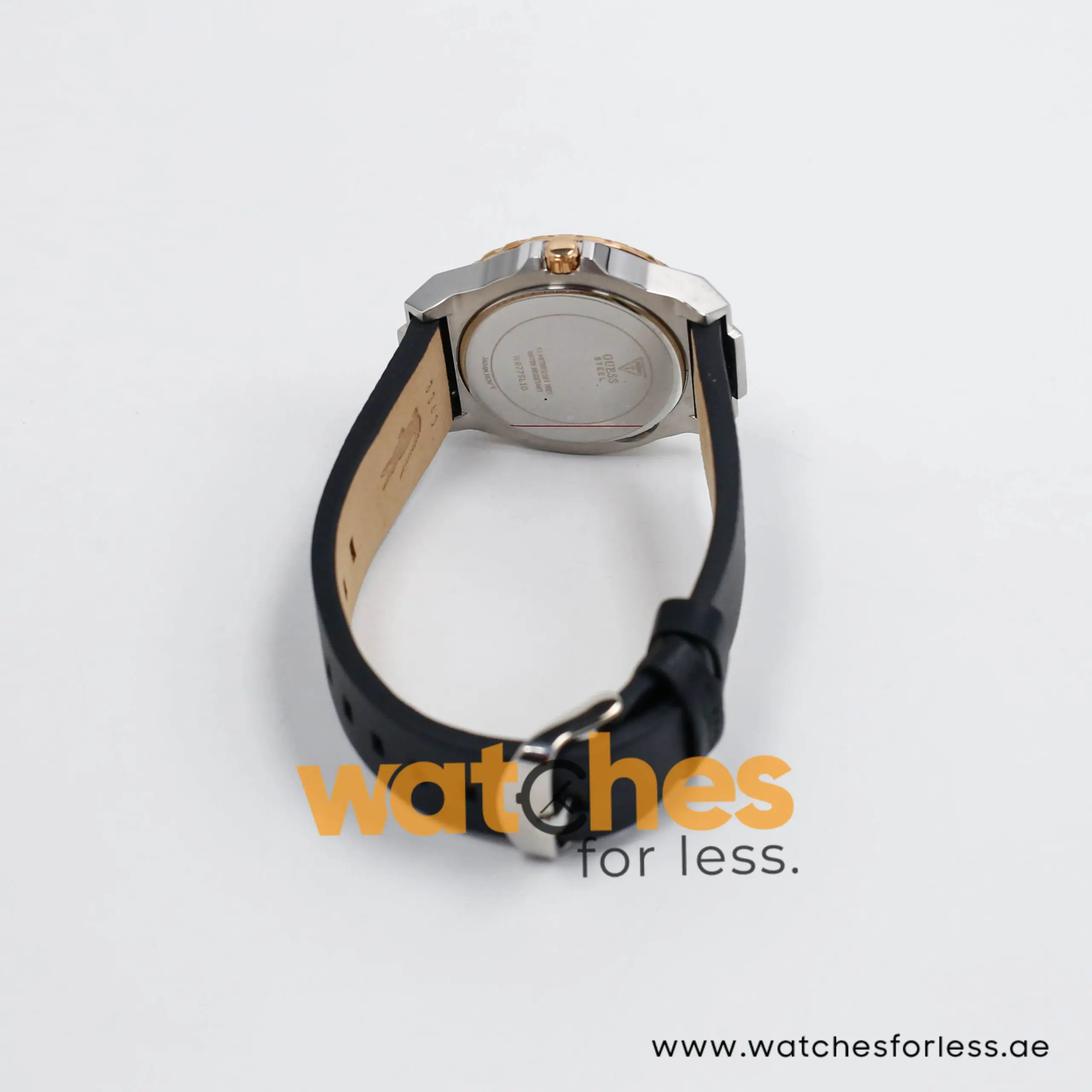 Guess Women’s Quartz Black Leather Strap Blue Dial 39mm Watch W0775L10-2 (Shelf Leftover)