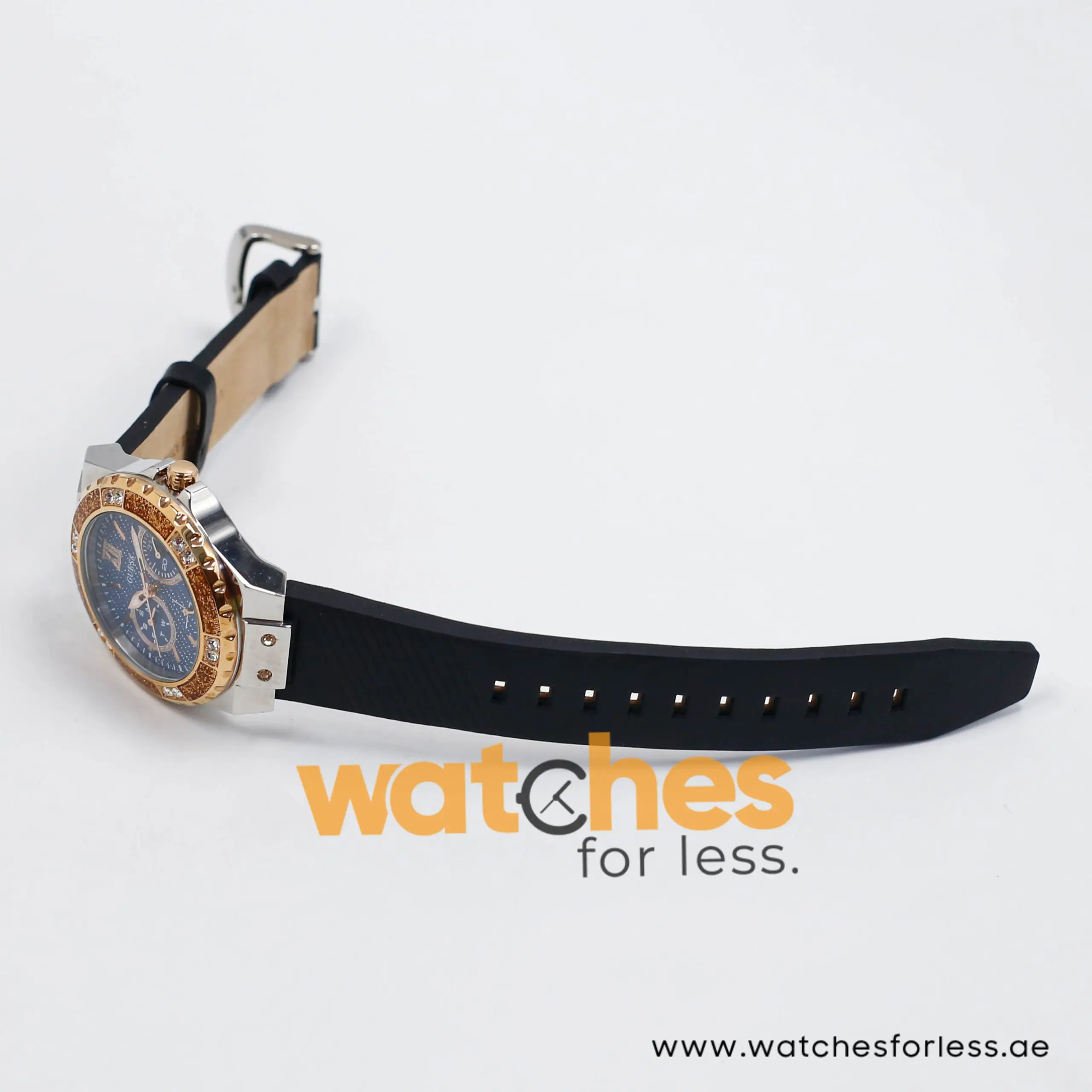 Guess Women’s Quartz Black Leather Strap Blue Dial 39mm Watch W0775L10-2 (Shelf Leftover)