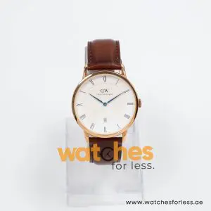 Daniel Wellington Men’s Quartz Brown Leather Strap White Dial 38mm Watch DW00100086 (Shelf Leftover)