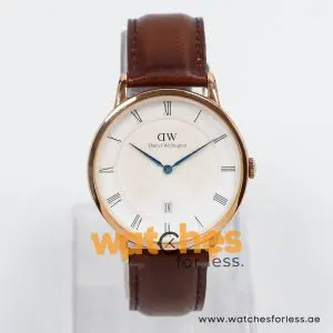 Daniel Wellington Men’s Quartz Brown Leather Strap White Dial 38mm Watch DW00100086 (Shelf Leftover)