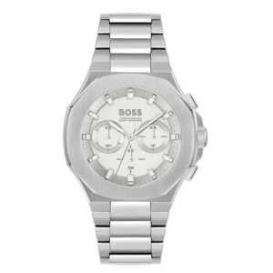 Hugo Boss Men’s Chronograph Quartz Silver Stainless Steel Silver & White Dial 45mm Watch 1514087