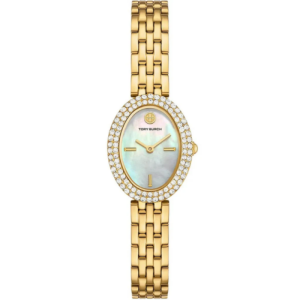 Tory Burch Women’s Quartz Gold Stainless Steel Mother Of Pearl Dial 28mm Watch TBW6034