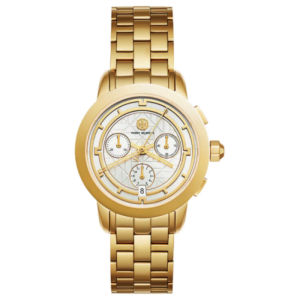 Tory Burch Women’s Chronograph Quartz Gold Stainless Steel Cream Dial 38mm Watch TBW1032