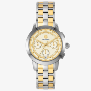 Tory Burch Women’s Chronograph Quartz Two-Tone Stainless Steel Cream Dial 38mm Watch TBW1034